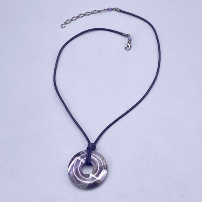 Amethyst Donut and Leather Necklace