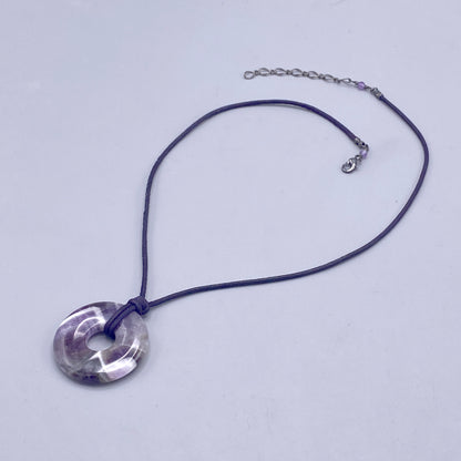 Amethyst Donut and Leather Necklace