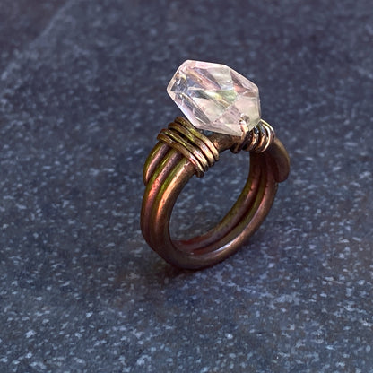 Brass and quartz ring