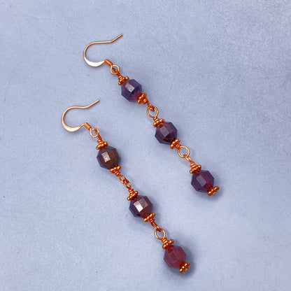 Garnet and Copper Dangle Earrings