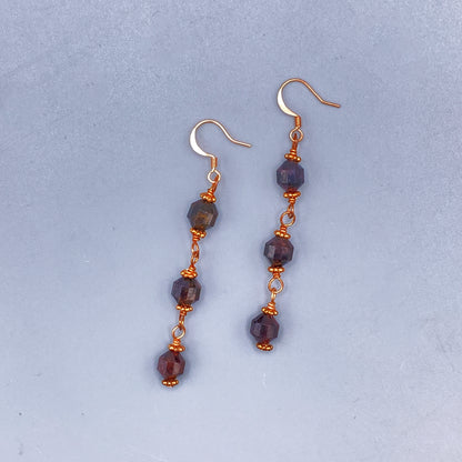 Garnet and Copper Dangle Earrings