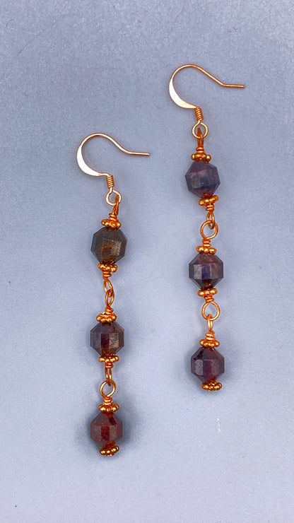 Garnet and Copper Dangle Earrings