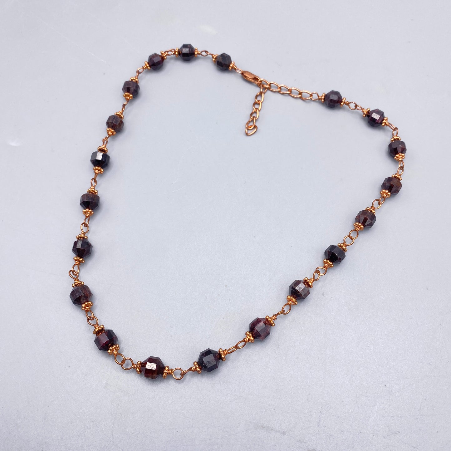 Garnet gemstones and copper chain Necklace