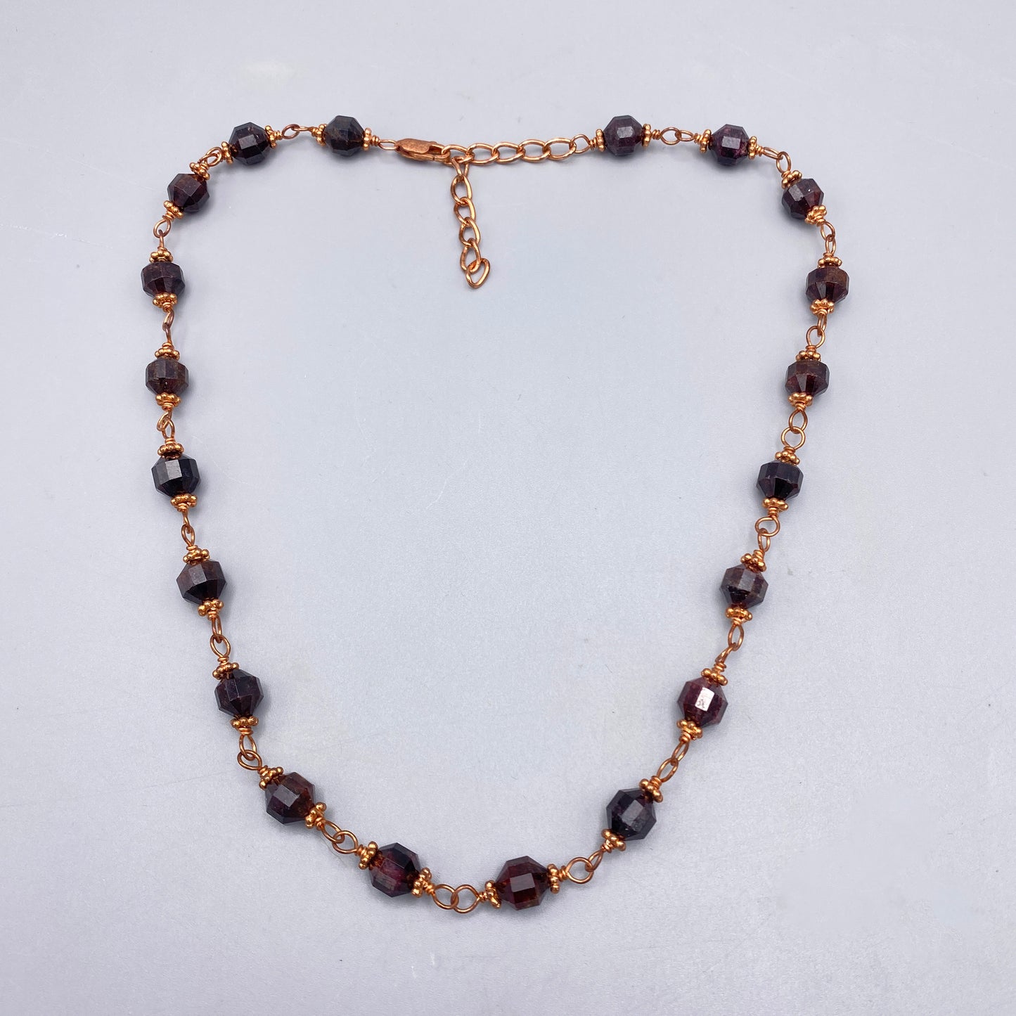 Garnet gemstones and copper chain Necklace