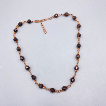 Garnet gemstones and copper chain Necklace