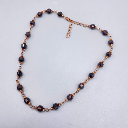 Garnet gemstones and copper chain Necklace