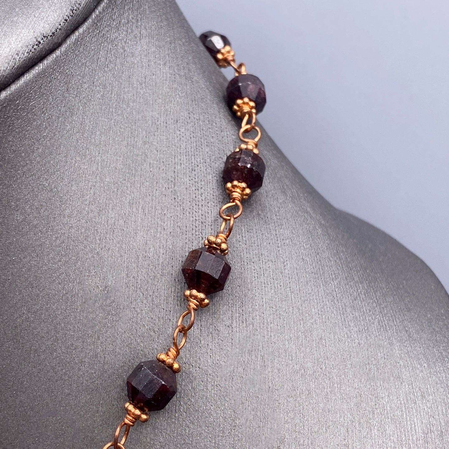 Garnet gemstones and copper chain Necklace