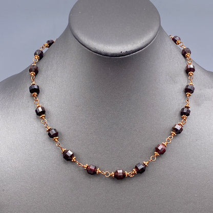 Garnet gemstones and copper chain Necklace