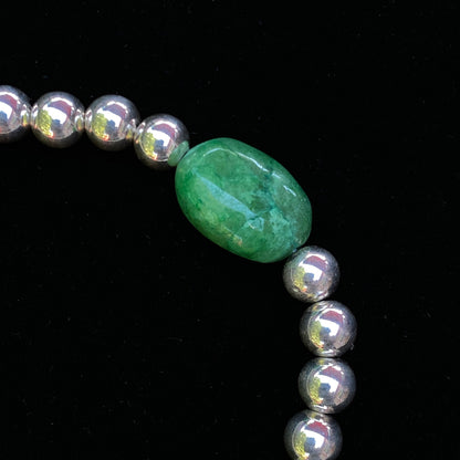 Vintage Silver Bead with Emerald gemstone bracelet