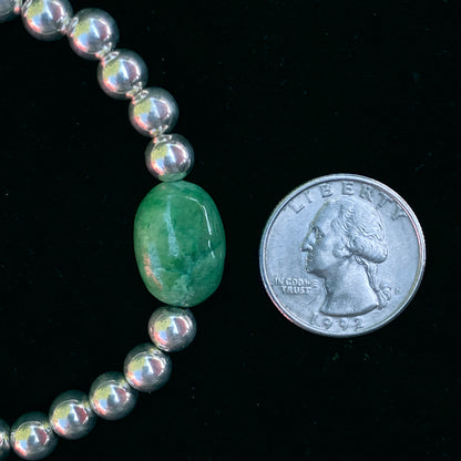 Vintage Silver Bead with Emerald gemstone bracelet