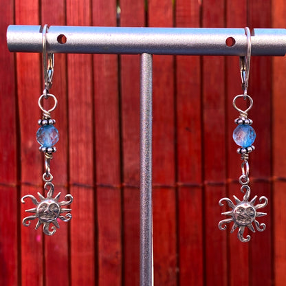Silver Sun with Blue Topaz earrings