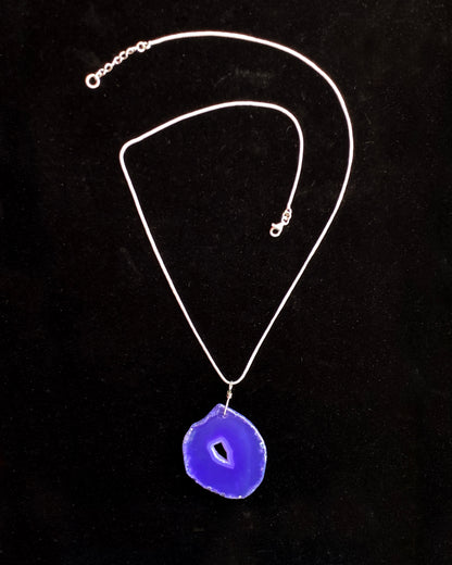 Sterling Silver chain with a Purple Agate slice pendant