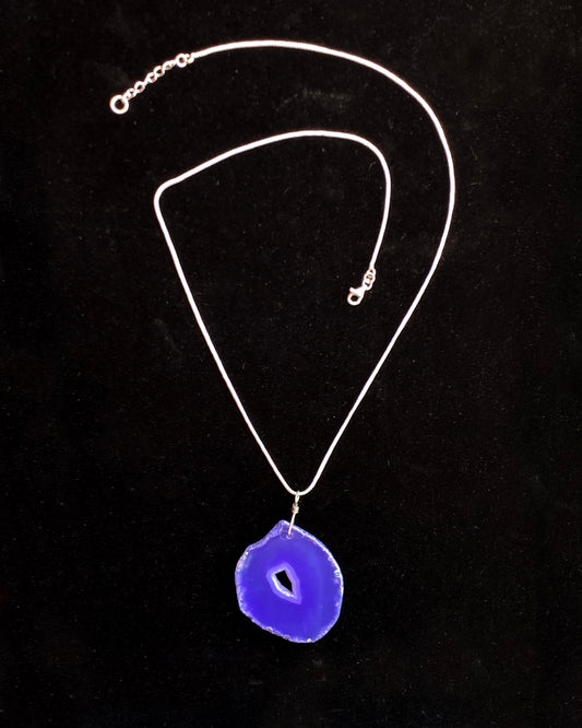 Sterling Silver chain with a Purple Agate slice pendant