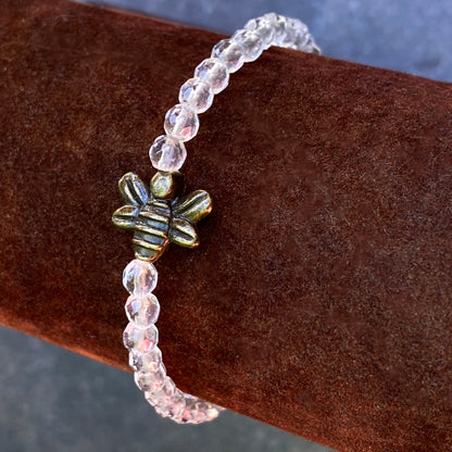DRAFT Bumble Bee and Clear Quartz stretch bracelet