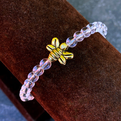 DRAFT Bumble Bee and Clear Quartz stretch bracelet