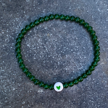 Multi Colored Jade Gemstone and Heart Bracelet