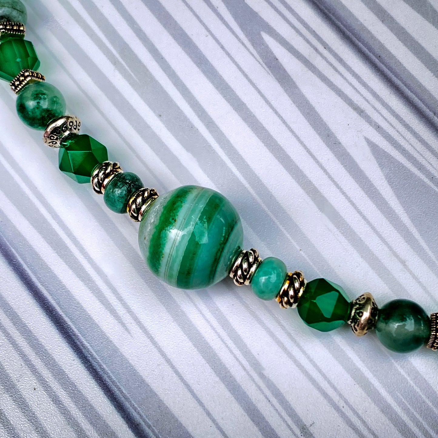Green Agate gemstone beaded Necklace