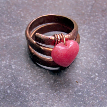 Rhodochrosite Copper ring