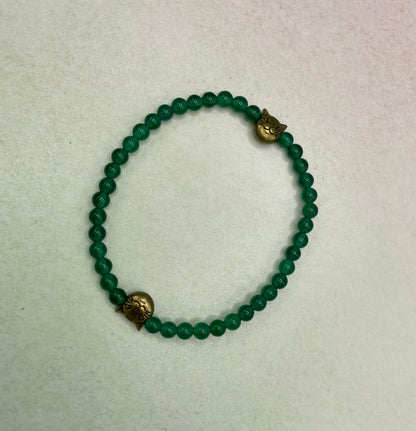Green Agate gemstone Kitty Cat Bracelet