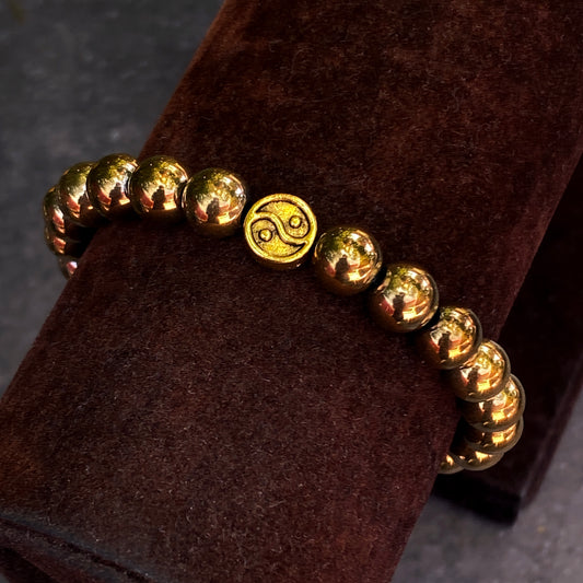 Gold Hematite gemstone Yin Yang Bracelet