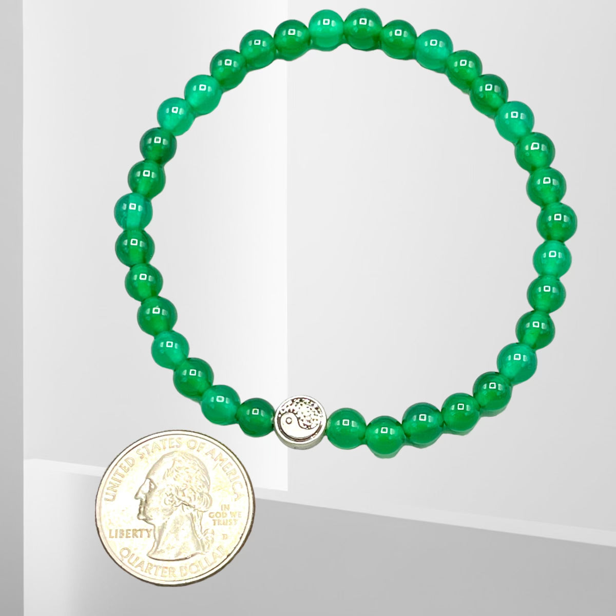 Green Agate and Yin Yang Bracelet