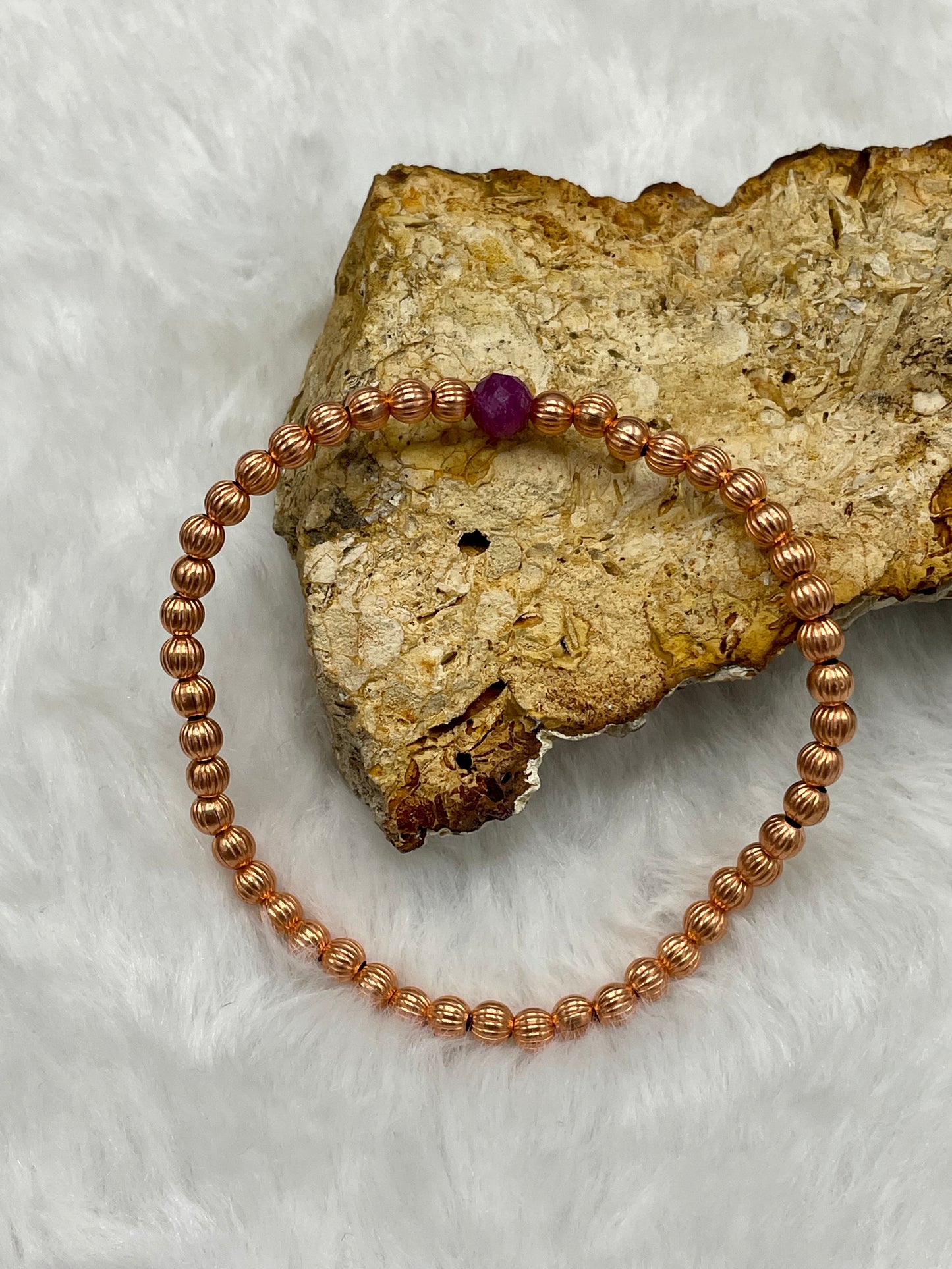 Ruby and Copper Beaded Bracelet