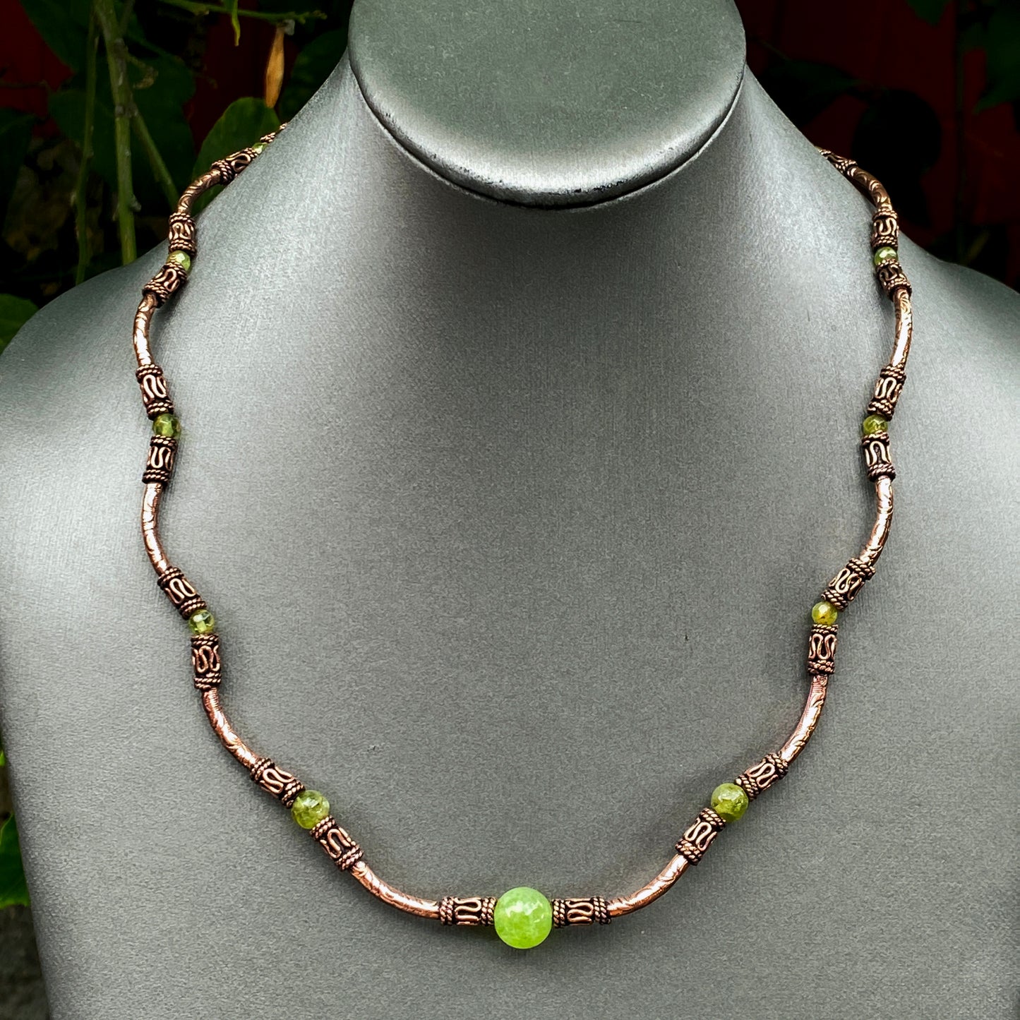 Peridot and Copper Necklace