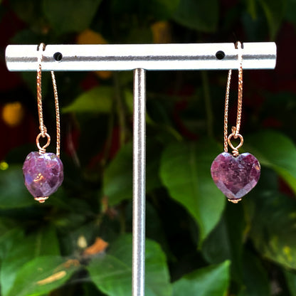 Ruby Heart Drop Earrings