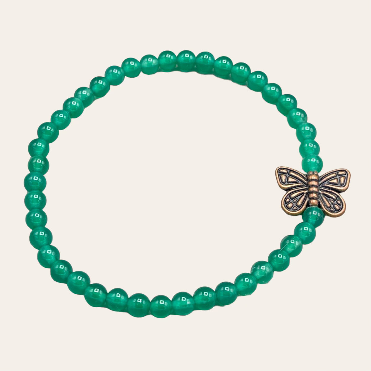 Green Agate and Butterfly Bracelet