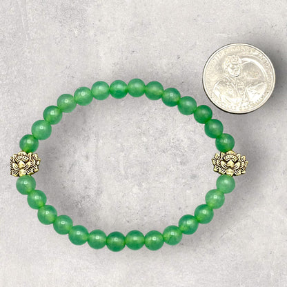 Green Agate and Lotus Bracelet