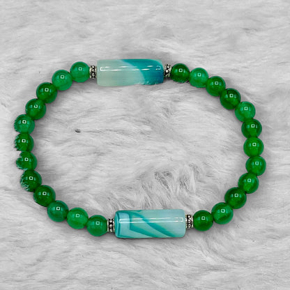 Green Banded Agate and Peace Bracelet