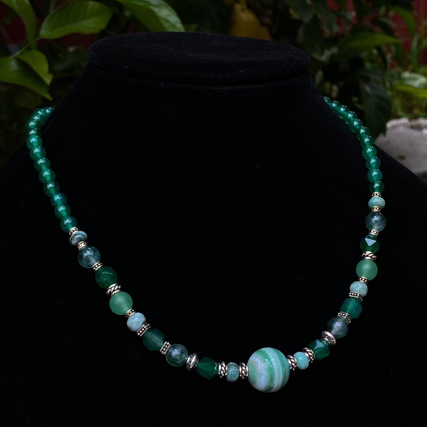 Green Agate gemstone beaded Necklace