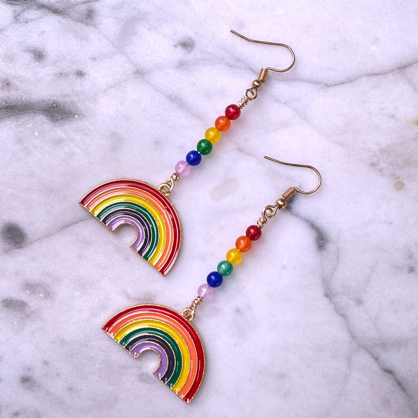 Rainbow and Jade Earrings