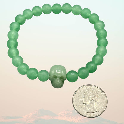 Green Aventurine Skull and Green Agate Bracelet
