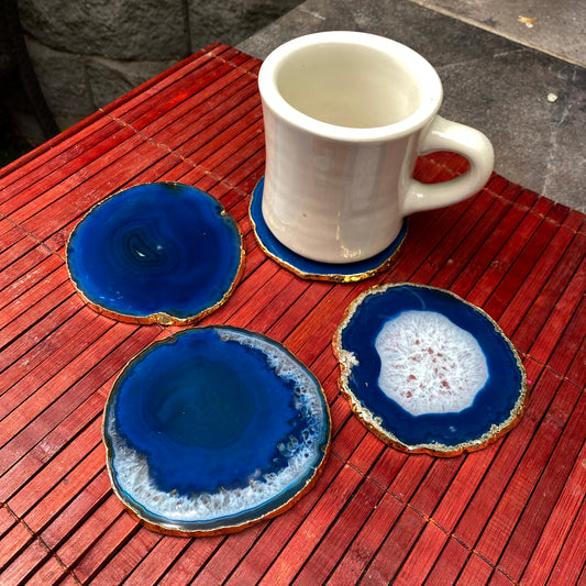 Blue Agate Coaster Set