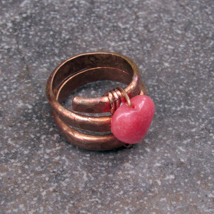Rhodochrosite Copper ring