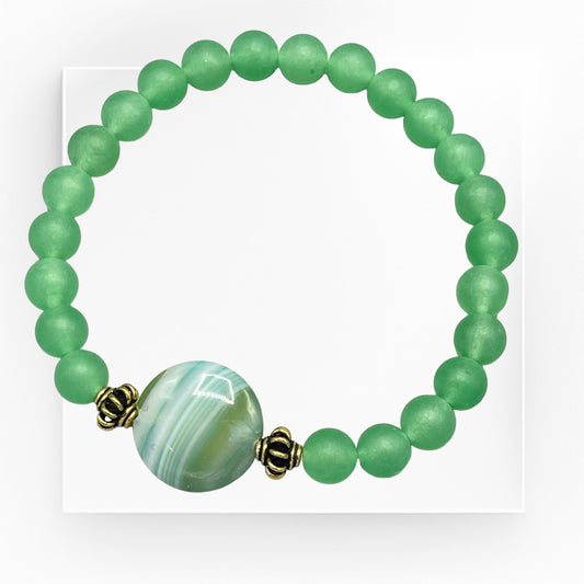 Green Agate and Brass Bracelet