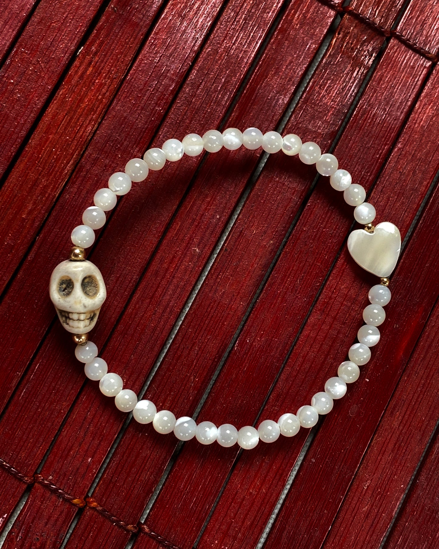 Mother of Pearl and Howlite Skull Bracelet