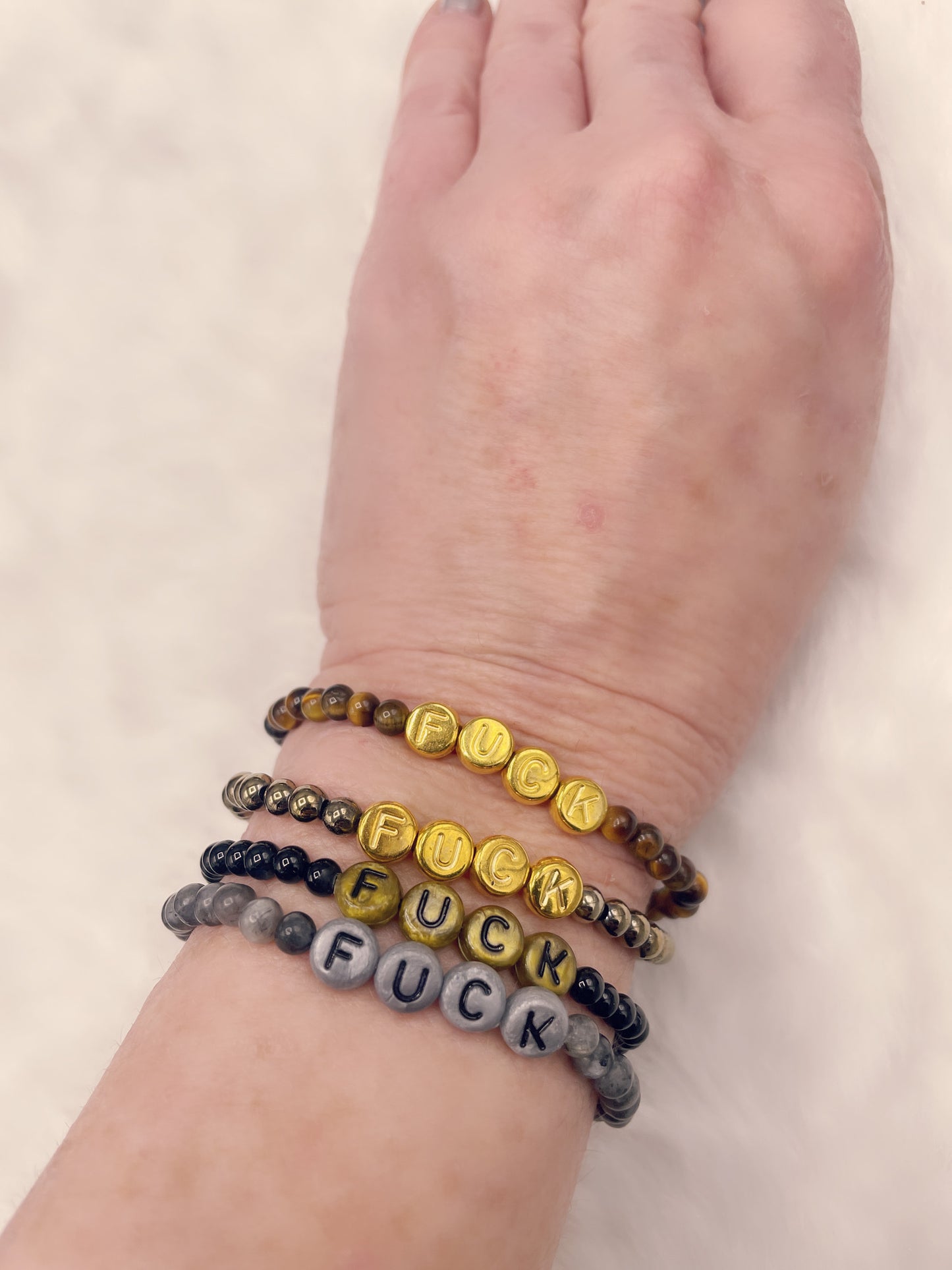 Larvikite “Fuck” Bracelet