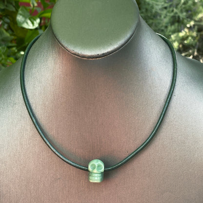 Green Aventurine Skull Necklace