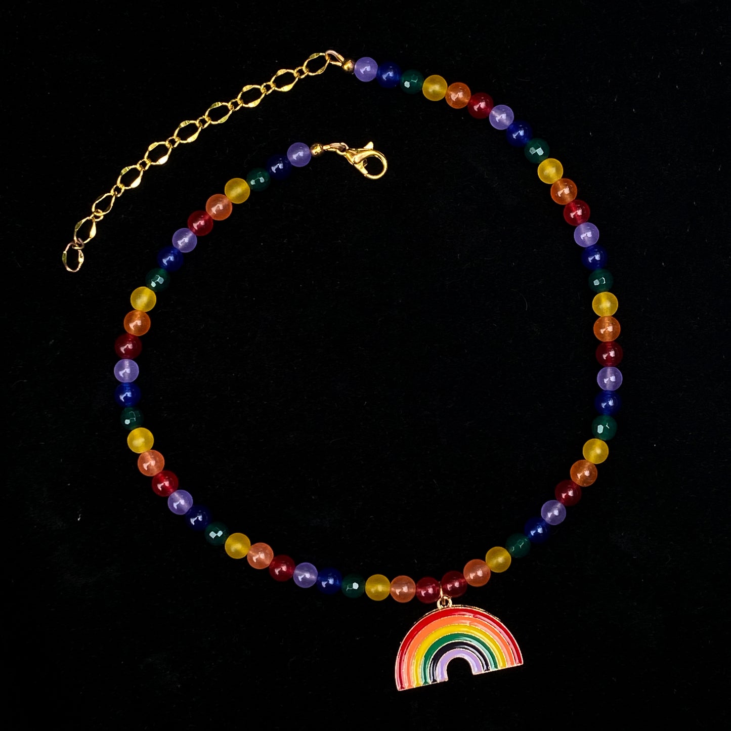 Rainbow Pendant on Jade Necklace