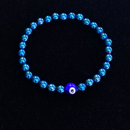 Blue Hematite gemstone Evil Eye Bracelet