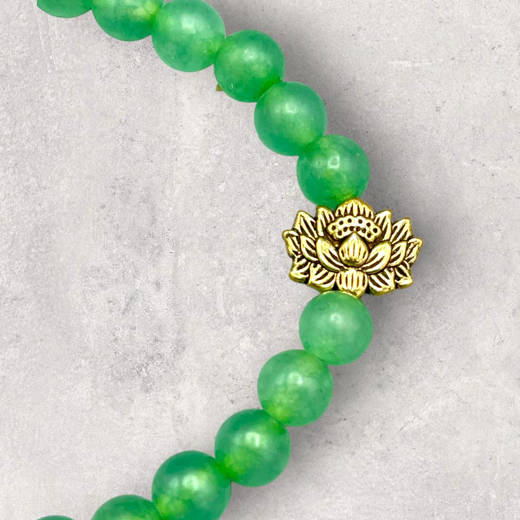 Green Agate and Lotus Bracelet