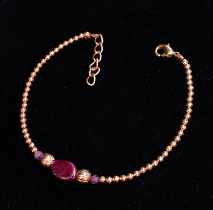 Ruby and Copper Anklet