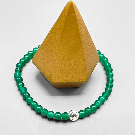 Green Agate and Evil Eye Bracelet