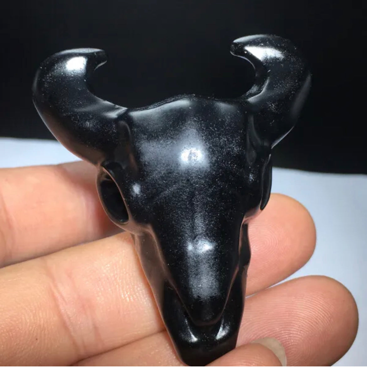 Black Obsidian Bull Head