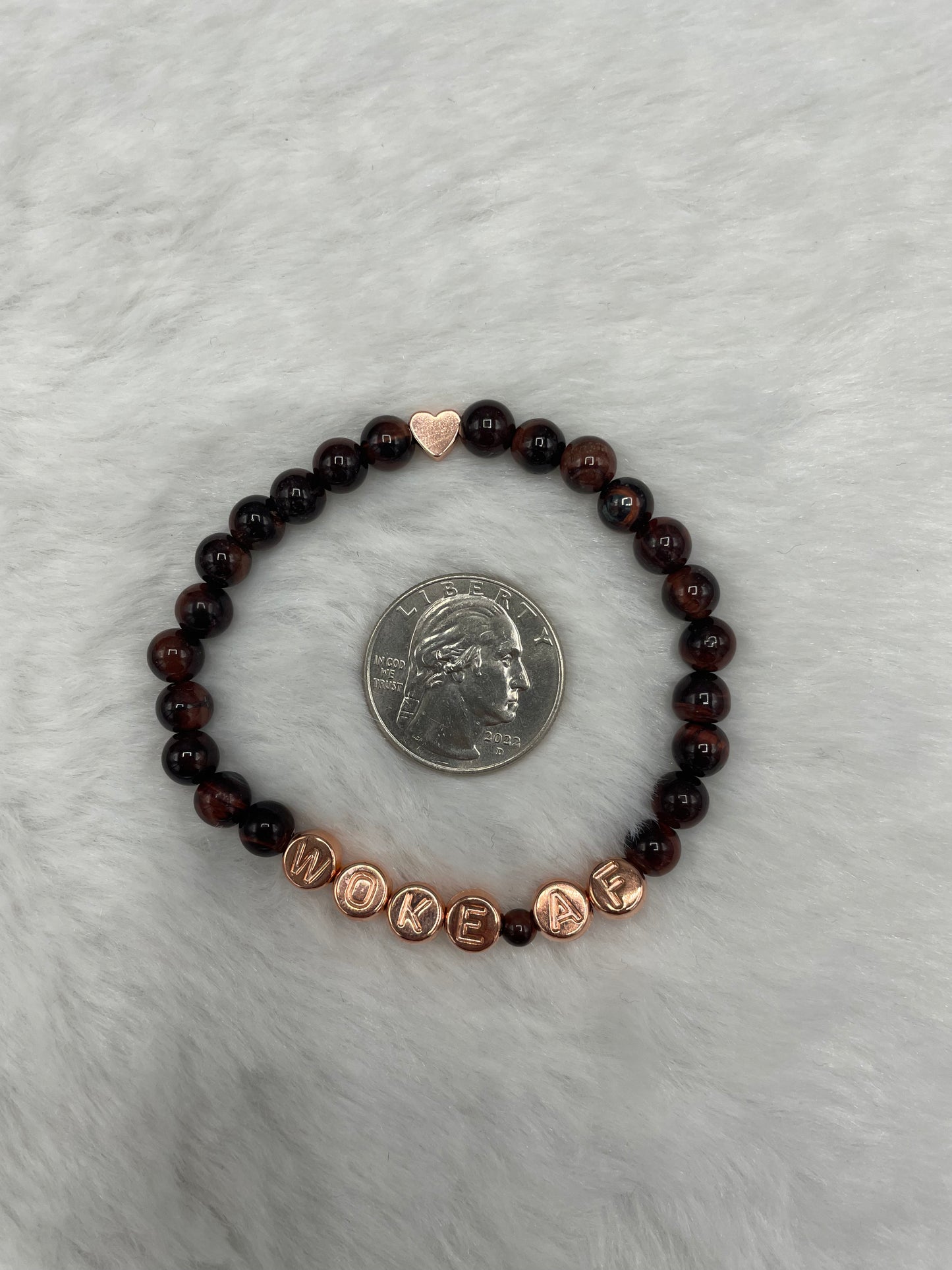 Woke AF and Red Tiger’s Eye Bracelet