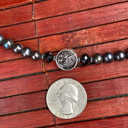 Yin Yang and Beaded Pearl Necklace