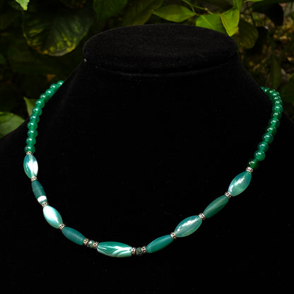 Green Agate and Emerald Necklace