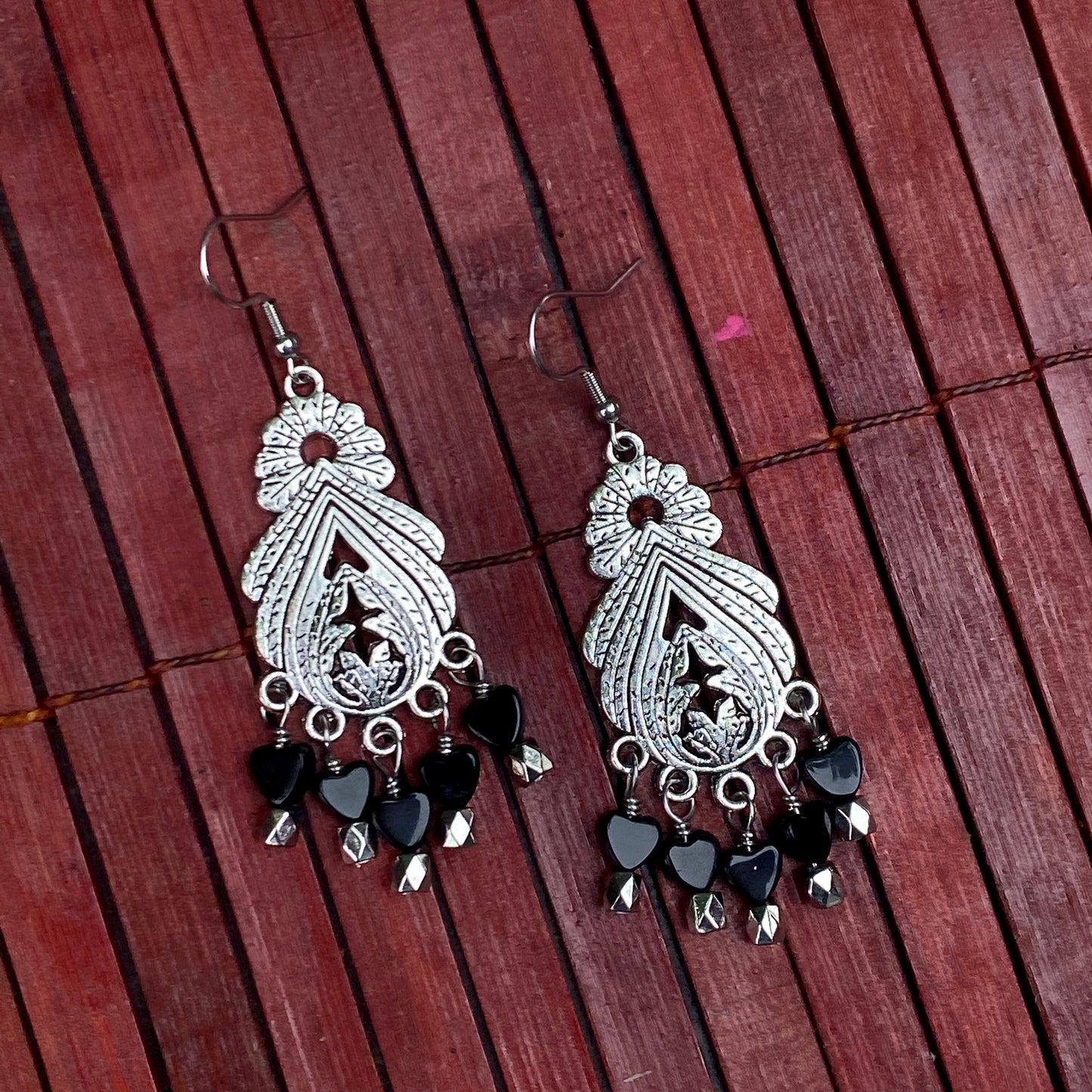 Onyx gemstone Chandalier Earrings